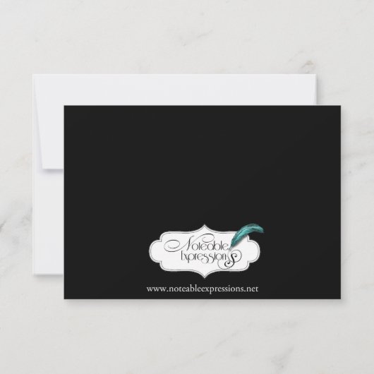 赤と黒のダマスクゴシック式ウェディングレセプション 招待状 (裏面)