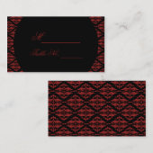 赤と黒のダマスクゴシック結婚ス座席表 プレイスカード (正面/裏面)