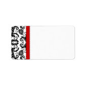 赤と黒のダマスクドット住所 シール (正面)