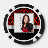 赤と黒のダマスク写真テンプレート ポーカーチップ (裏面)