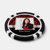 赤と黒のダマスク写真テンプレート ポーカーチップ (シングル)