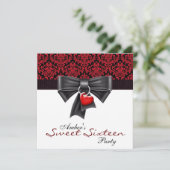 赤と黒のダマスク・スイート16誕生日パーティー 招待状 (スタンド正面)