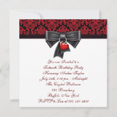 赤と黒のダマスク・スイート16誕生日パーティー 招待状 (裏面)