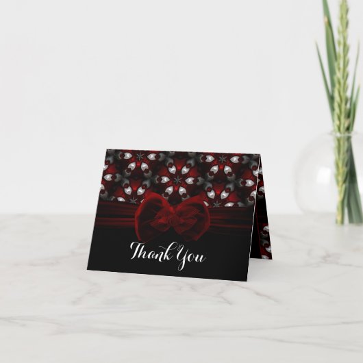 赤と黒のダークナイト ゴシックウェディング ロマンス サンキューカード (正面)