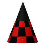 赤と黒のチェッカーボード パーティーハット (左)