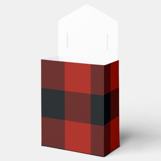 赤と黒のチェック柄のスクエア バッファロープレイド フェイバーボックス (オープン)