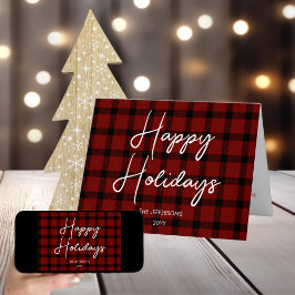 赤と黒のチェック柄のハッピーホリデー |  シーズンカード