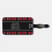 赤と黒のチェック柄 タルタン柄 テキスト付き ラゲッジタグ (裏面横)