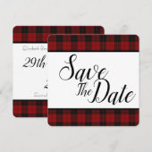 赤と黒のチェック柄 Save The Date セーブザデート (正面/裏面)
