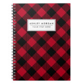 赤と黒のチェック水牛の格子柄 ノートブック (正面)