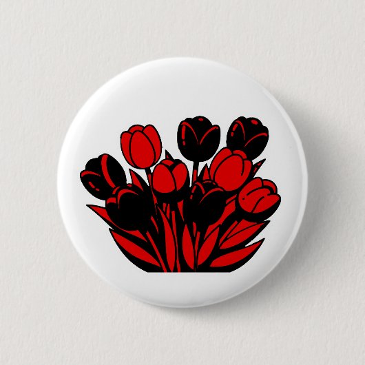 赤と黒のチューリップの花束 缶バッジ (正面)
