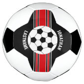 赤と黒のチームカラー名前をカスタムする サッカーボール (回転)