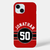 赤と黒のチームジャージーのファンギア名番号 Case-Mate iPhoneケース (裏面)