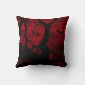赤と黒のツリーとこうもりのシルエット クッション (裏面)
