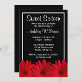 赤と黒のデイジースイート16招待状 招待状 (正面/裏面)