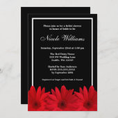 赤と黒のデイジーブライダルシャワー 招待状 (正面/裏面)