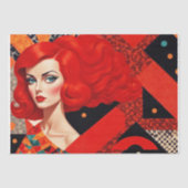 赤と黒のデコパージュの女性のMCMポートレート 薄葉紙 (正面)