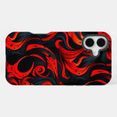 赤と黒のデザインのスマホケース iPhoneケース (裏面横)