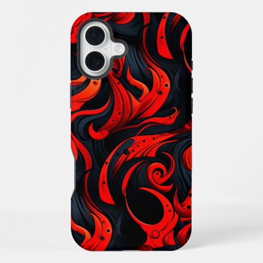 赤と黒のデザインのスマホケース iPhoneケース (裏面)