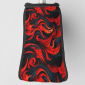 赤と黒のデザイン ゴルフヘッドカバー (回転90)