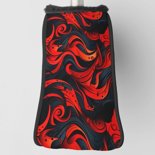 赤と黒のデザイン ゴルフヘッドカバー (回転90)