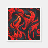 赤と黒のデザイン スタンダードカクテルナプキン (正面)