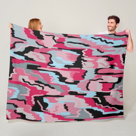 赤と黒のデジタルプリント フリースブランケット (インサイチュ)