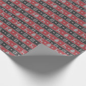 赤と黒のトナカイハートツリーモダンクリスマス ラッピングペーパー (角)