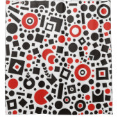 赤と黒のトレンディーモダンアールデコ シャワーカーテン (正面)