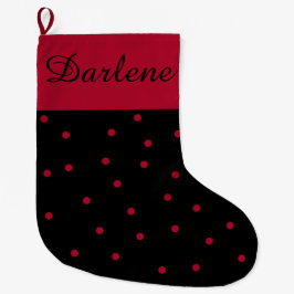 赤と黒のドット柄： ラージクリスマスストッキング