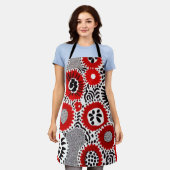 赤と黒のドット エプロン (着用した状態)