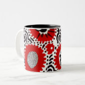 赤と黒のドット ツートーンマグカップ (正面左)