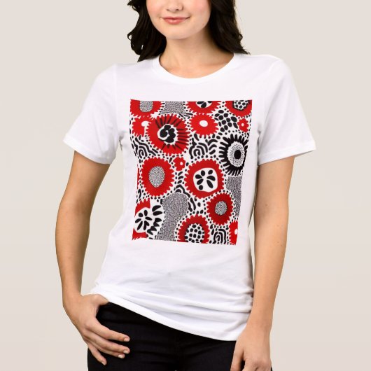 赤と黒のドット トライブレンドＴシャツ (正面)