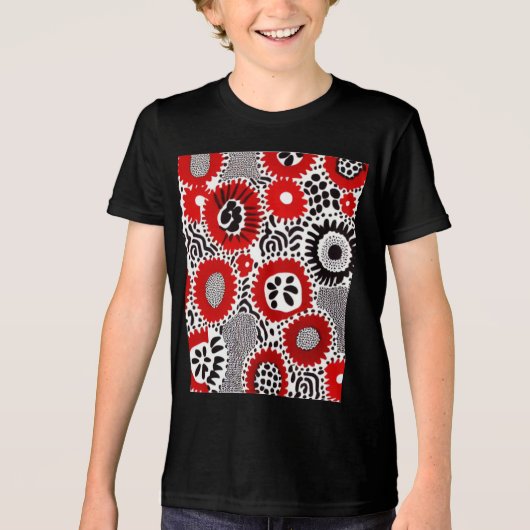 赤と黒のドット トライブレンドTシャツ (正面)