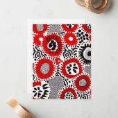 赤と黒のドット ノートカード (正面/裏面インサイチュ)