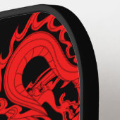 赤と黒のドラゴンズ中国の追加モノグラムイニシャル ピックルボールラケット (左詳細)