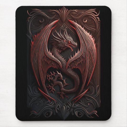 赤と黒のドラゴンマウスパッド マウスパッド (正面)