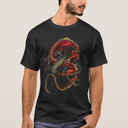 赤と黒のドラゴン Tシャツ (正面)