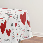 赤と黒のドードルハートラブ テーブルクロス (インサイチュ)