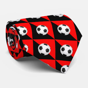 赤と黒のネクタイのサッカーボール ネクタイ