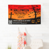 赤と黒のハッピーハローウィンバナーqrコード 横断幕 (インサイチュ)