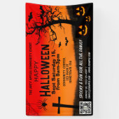 赤と黒のハッピーハローウィンバナーqrコード 横断幕 (縦)