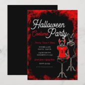 赤と黒のハロウィンコスチュームパーティー 招待状 (正面/裏面)