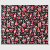 赤と黒のハロウィーンカクテルとポーション ラッピングペーパー (フラット)