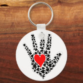 赤と黒のハートの手輪郭 キーホルダー (正面)