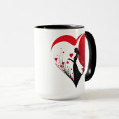 赤と黒のハートを持つ女性 マグカップ (正面右)