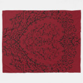 赤と黒のハートゴシック結婚の毛布 フリースブランケット (正面(横))