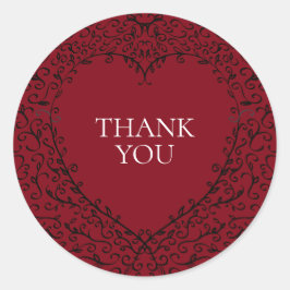 赤と黒のハートゴシック結婚式用シール ラウンドシール