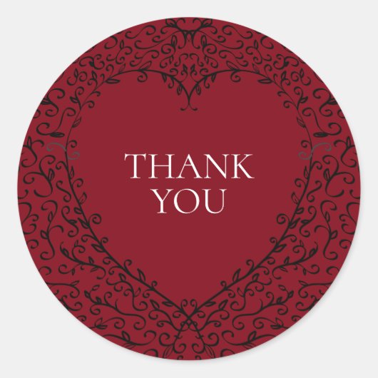 赤と黒のハートゴシック結婚式用シール ラウンドシール (正面)