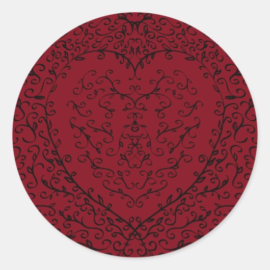 赤と黒のハートゴシック結婚式用シール ラウンドシール (正面)